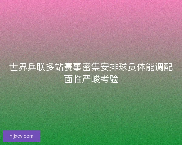 世界乒联多站赛事密集安排球员体能调配面临严峻考验