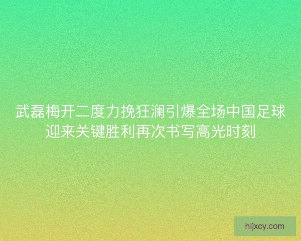 武磊梅开二度力挽狂澜引爆全场中国足球迎来关键胜利再次书写高光时刻