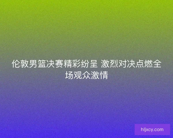 伦敦男篮决赛精彩纷呈 激烈对决点燃全场观众激情